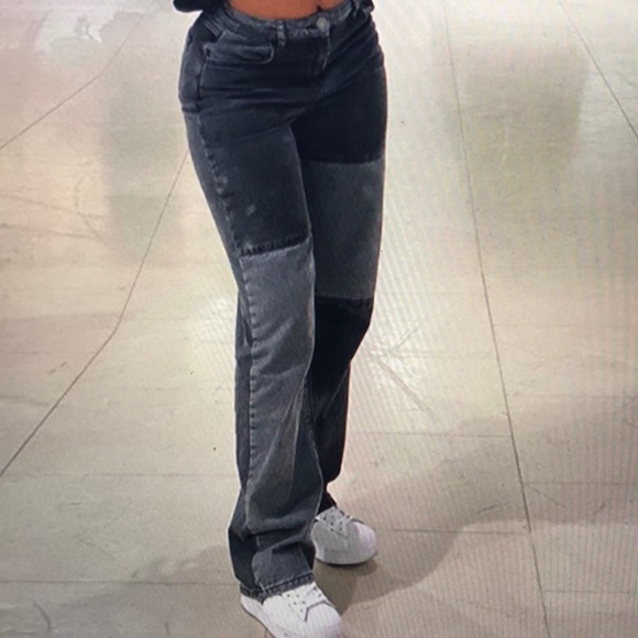 Emmiol Contrast Patchwork Straight Jeans - Picture 2 of 3